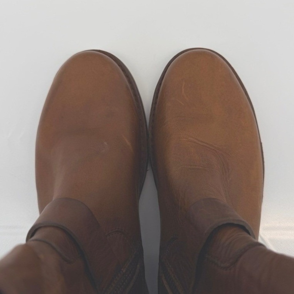 Frye Vicky Engineer Dark Brown Leather Double Buckle Zip Short Boots 8.5B - Picture 4 of 8